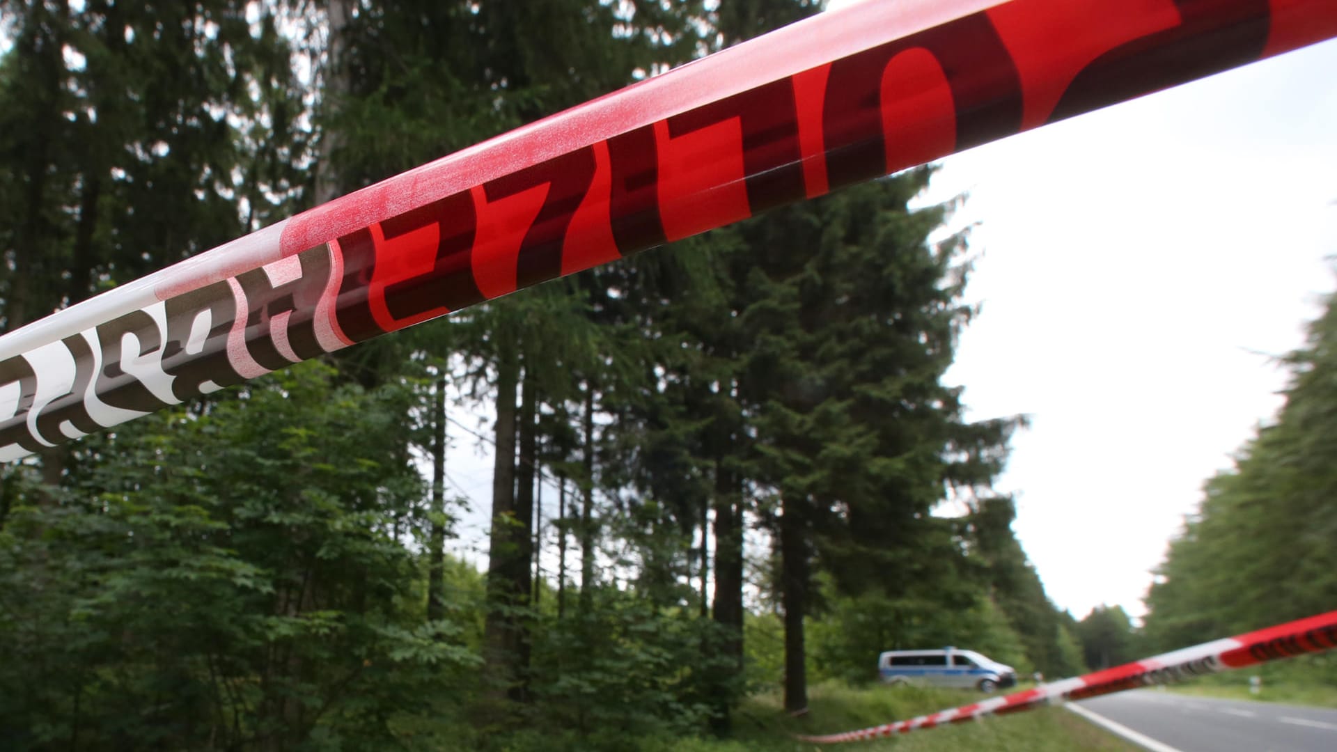 Ein Polizeiabsperrband durchtrennt ein Waldstück: Kinder haben beim Spielen in Barleben (Sachsen-Anhalt) ein menschliches Skelett gefunden. (Archivbild) Ein Polizeiabsperrband durchtrennt ein Waldstück: Kinder haben beim Spielen in Barleben (Sachsen-Anhalt) ein menschliches Skelett gefunden. (Archivbild)