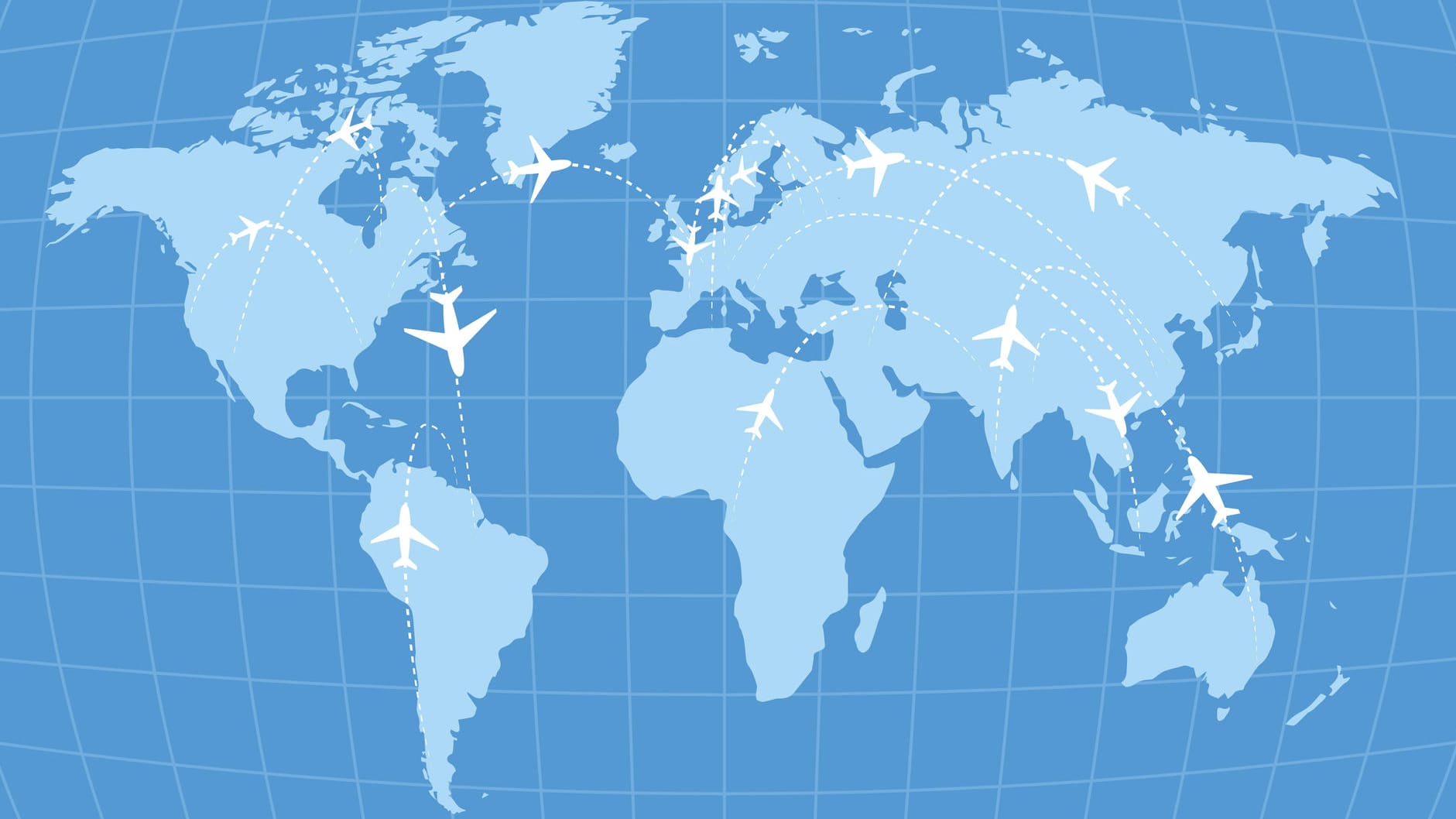 Das weltweite Flugnetz: Die Kurve über Grönland bei einem Flug von Europa und Amerika ist eigentlich geradlinig.