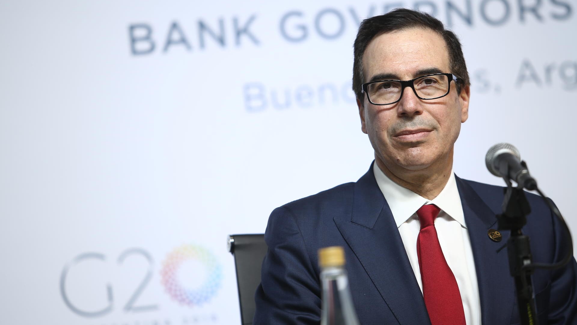 Steven Mnuchin in Washington: Der US-Finanzminister verhängte Sanktionen gegen sieben russische Oligarchen.