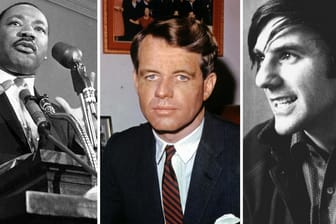 Martin Luther King, Robert Kennedy und Rudi Dutschke. Auf alle drei Männer wurde 1968 ein Anschlag verübt.