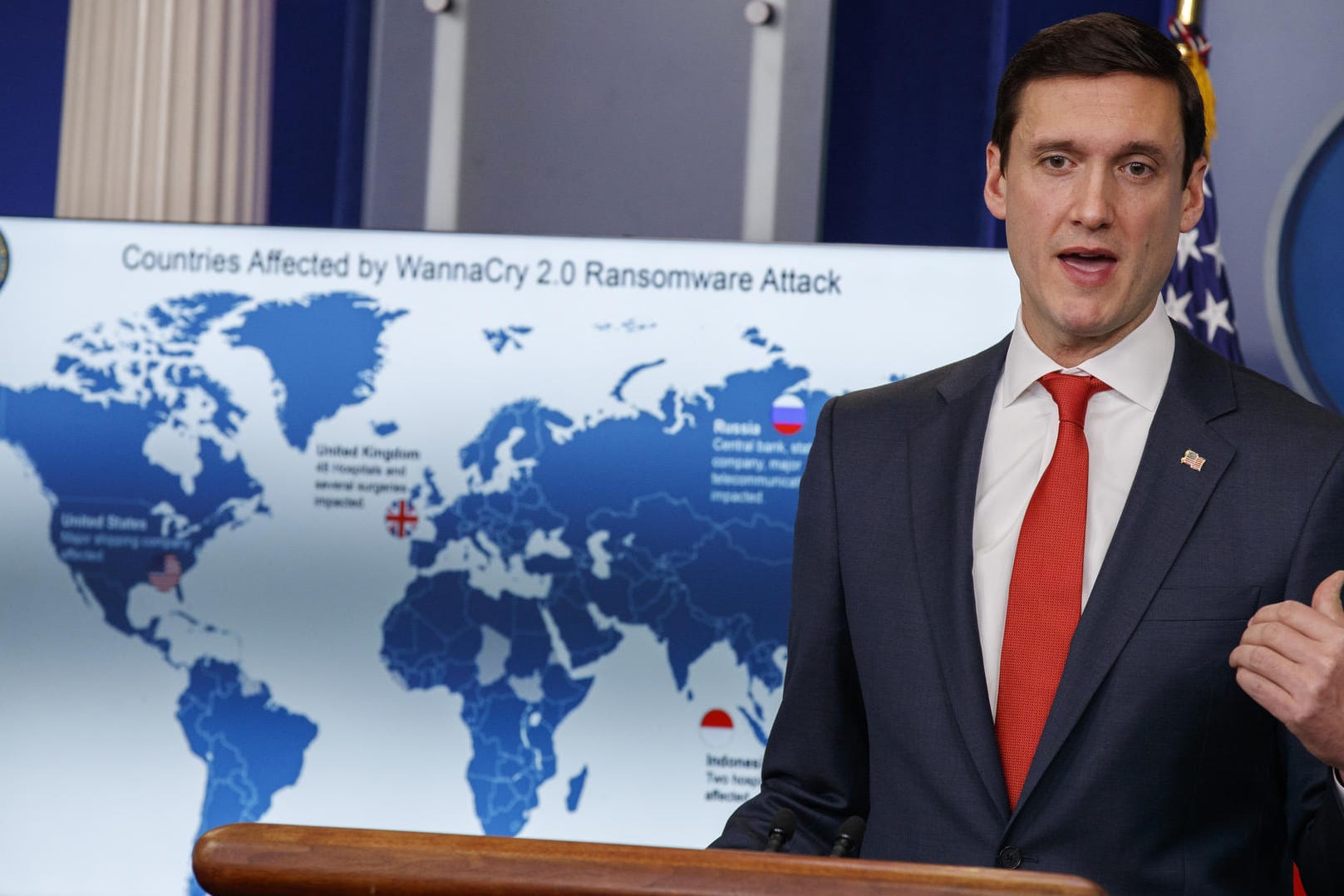 Tom Bossert, gibt im Weißen Haus eine Pressekonferenz: Der Heimatschutzberater von US-Präsident Trump ist der nächste Abgang im Team des US-Präsidenten.