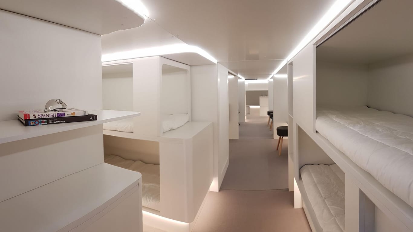 Skizze der geplanten Schlafkabinen im Airbus.