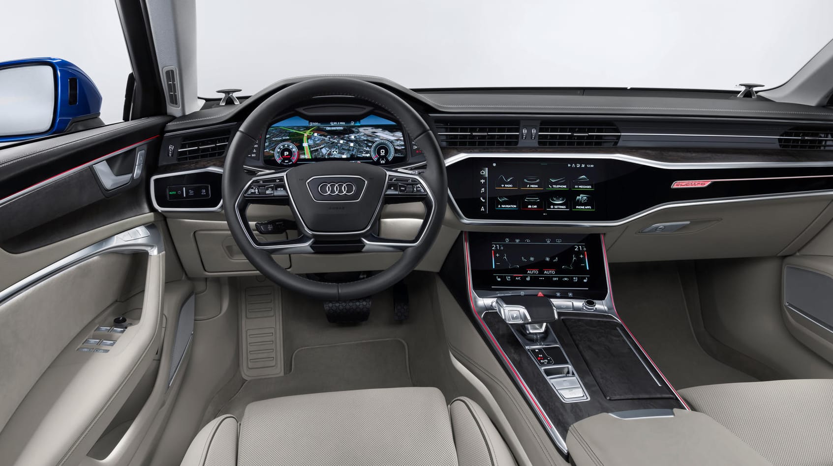 Das Cockpit: Der Avant bekommt neben dem digitalen Kombiinstrument auch das gleiche Infotainmentsystem wie Audi A7 und A8.