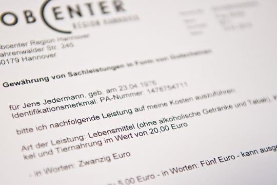 Muster eines Lebensmittelgutscheins für Hartz-IV-Empfänger.