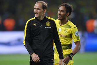 Erfolgreiche Zusammenarbeit: Thomas Tuchel (r.) und Pierre Emerick Aubameyang gewannen mit Borussia Dortmund 2017 im Finale gegen Eintracht Frankfurt den DFB-Pokal.