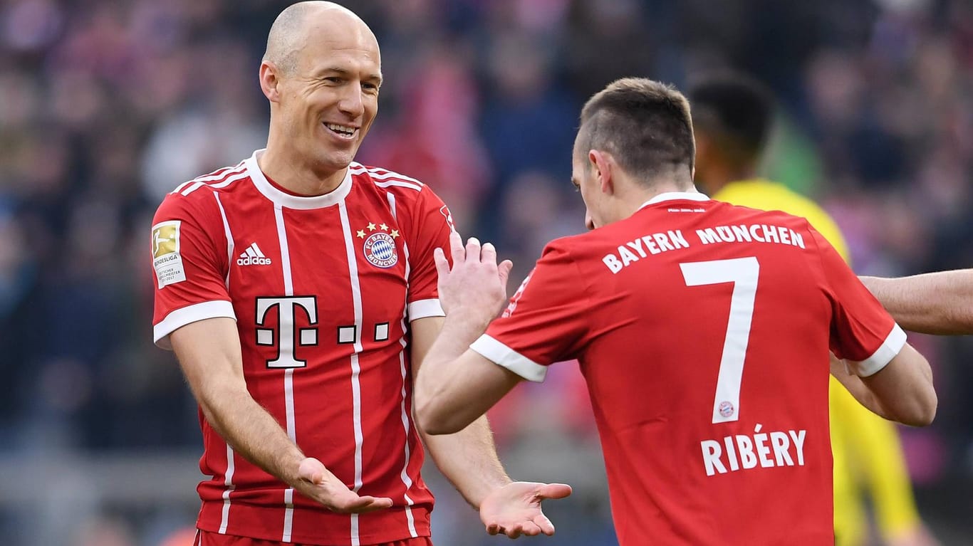 Arjen Robben (li.) und Franck Ribéry spielen seit 2009 zusammen beim FC Bayern.