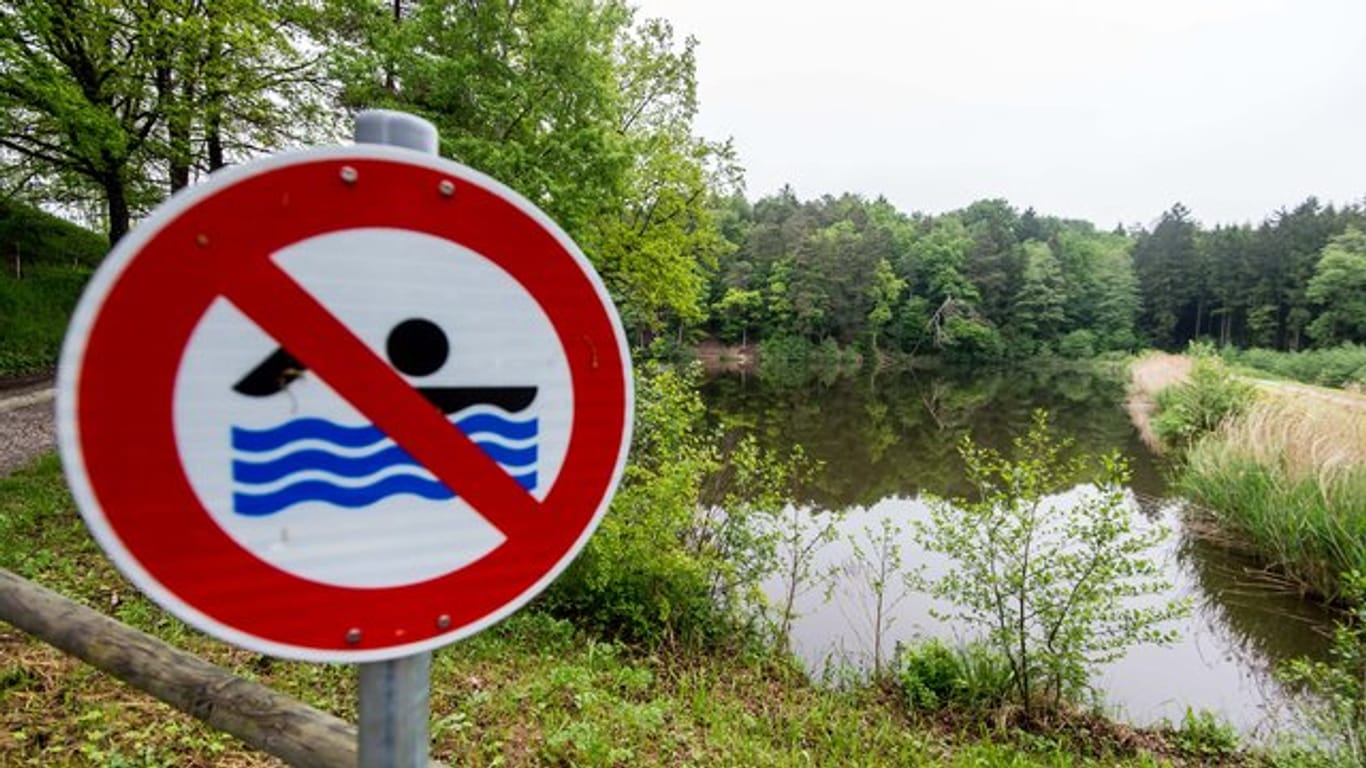 "Baden verboten" am Finsterroter See in Baden-Württemberg: Laut einer Antwort der Bundesregierung auf eine Anfrage der Grünen ist die Wasserqualität in den meisten deutschen Seen bedenklich.
