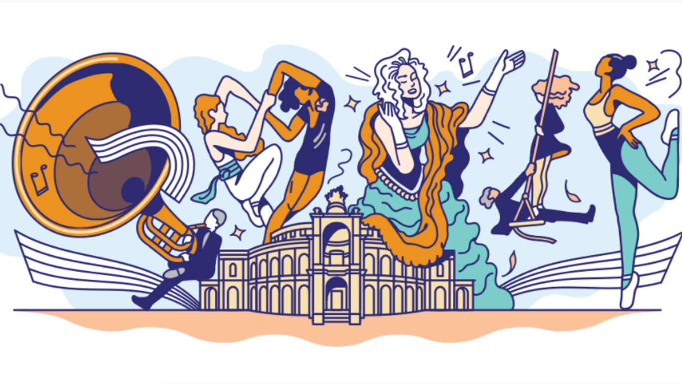 Google Doodle zur Semperoper: Vor 177 Jahren wurde sie in Dresden eröffnet.