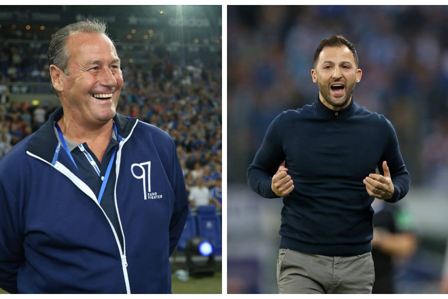Erfolgreich bei Schalke 04: Huub Stevens gewann mit den Königsblauen den 1997 Uefa-Pokal, Domenico Tedesco liegt mit dem Klub elf Jahre später auf Bundesliga-Tabellenplatz zwei.