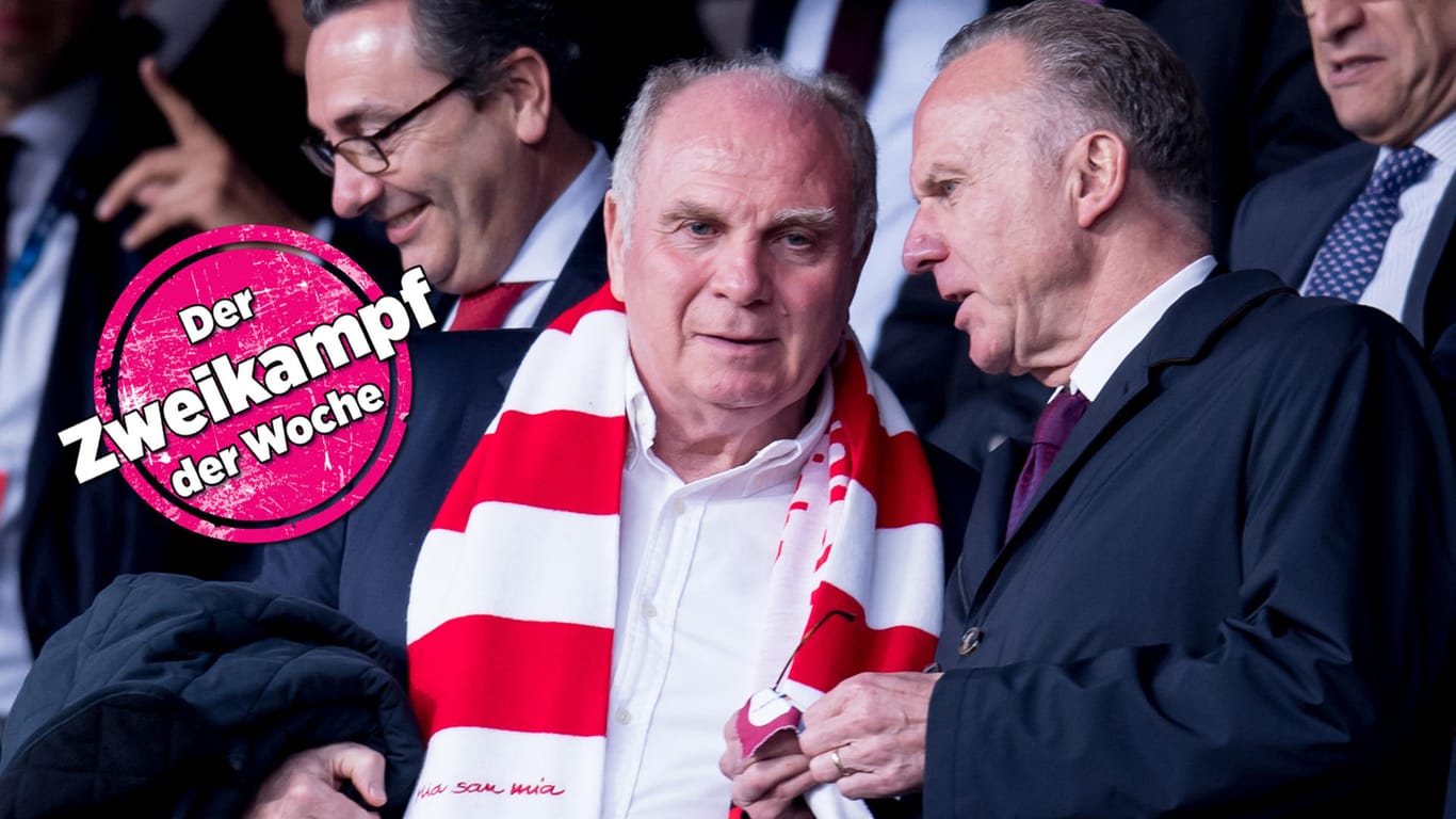 Präsident Uli Hoeneß (l.) und Vorstandschef Karl-Heinz Rummenigge, hier beim Champions-League-Spiel in Sevilla. Sie waren mit den Aussagen von Frankfurt-Manager Bobic alles andere als einverstanden.
