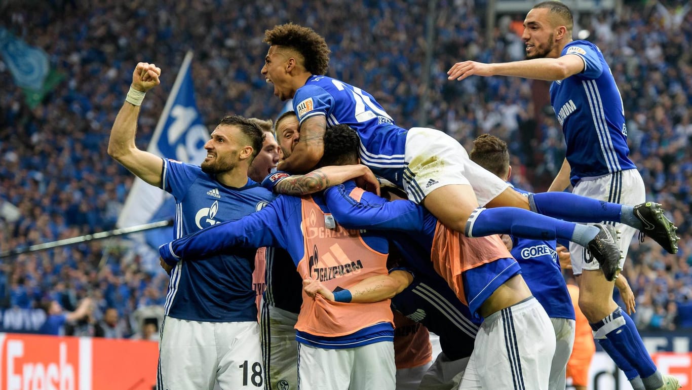 Grenzenlose Freude: Die Schalker bejubelten das Führungstor gegen den BVB ausgelassen.