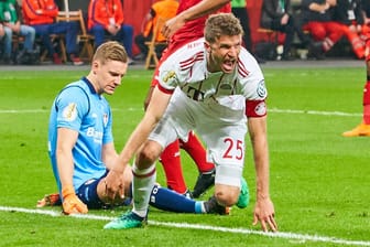 Torjubel bei Thomas Müller: Dem Bayern-Star gelang gegen Leverkusen ein Dreierpack.