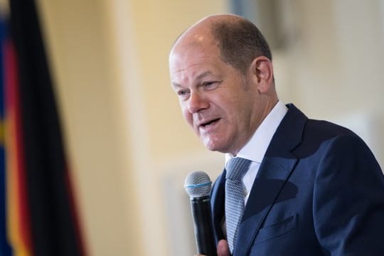 Olaf Scholz am Dienstag bei einer Pressekonferenz in Berlin.