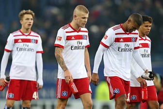 HSV-Spieler Arp (v. l.), van Drongelen, Walace und Santos: Ihre Zukunft ist noch ungeklärt.