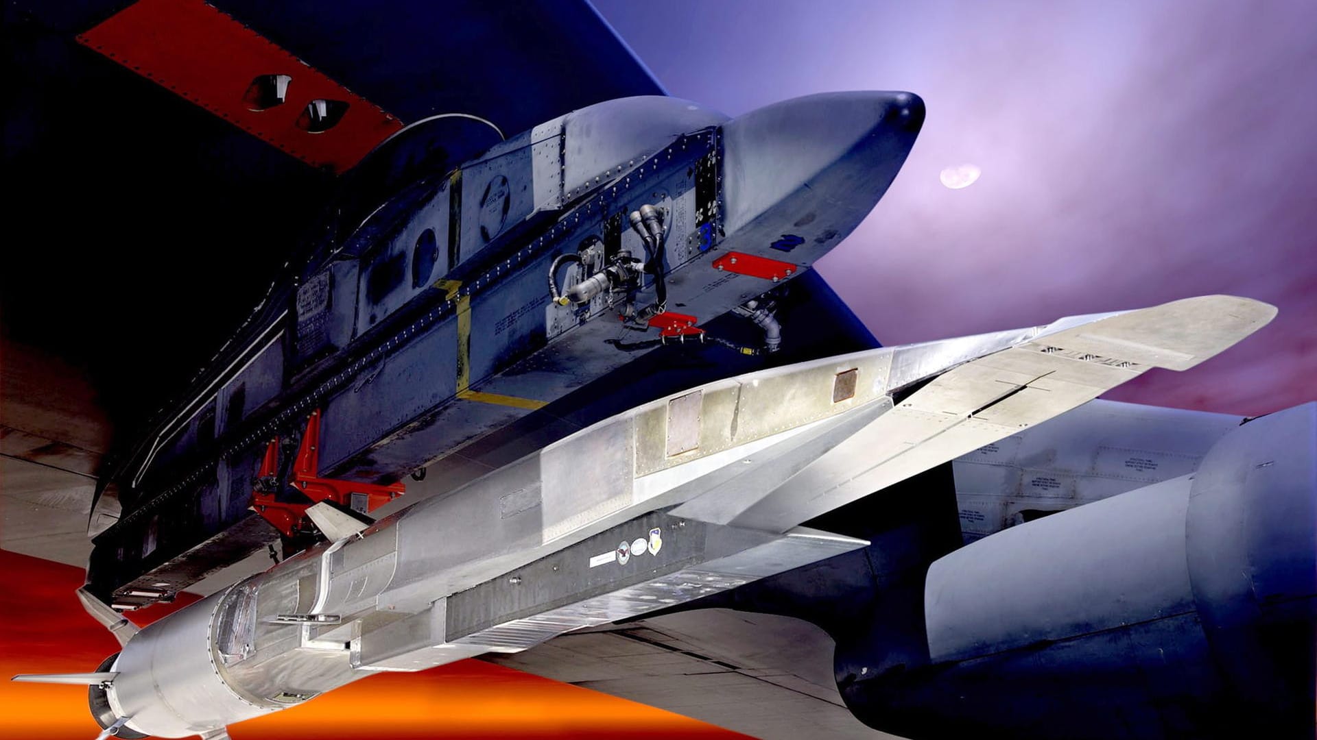 Das undatierte Handout der US-amerikanischen Luftwaffe zeigt den Hyperschalljet X-51A Waverider unter den Tragflächen einer B-52: Die US-Luftwaffe investiert in die Entwicklung einer Hyperschallrakete. Das undatierte Handout der US-amerikanischen Luftwaffe zeigt den Hyperschalljet X-51A Waverider unter den Tragflächen einer B-52: Die US-Luftwaffe investiert in die Entwicklung einer Hyperschallrakete.