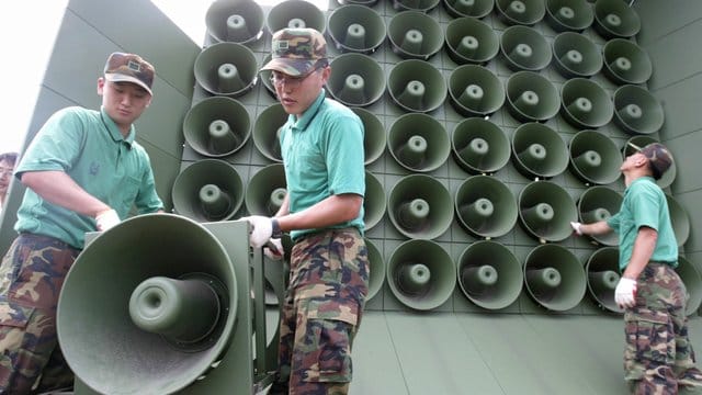 Sowohl die nord- als auch die südkoreanische Armee (im Bild) nutzten Beschallung als psychologische Kriegsführung. Sowohl die nord- als auch die südkoreanische Armee (im Bild) nutzten Beschallung als psychologische Kriegsführung.