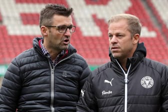 Wollen in die Bundesliga: Club-Trainer Michael Köllner (l.) und Kiel-Coach Markus Anfang.