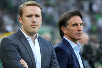 Manager Olaf Rebbe (l.) mit Trainer Bruno Labbadia: Der VfL Wolfsburg taumelt erneut im Abstiegskampf.