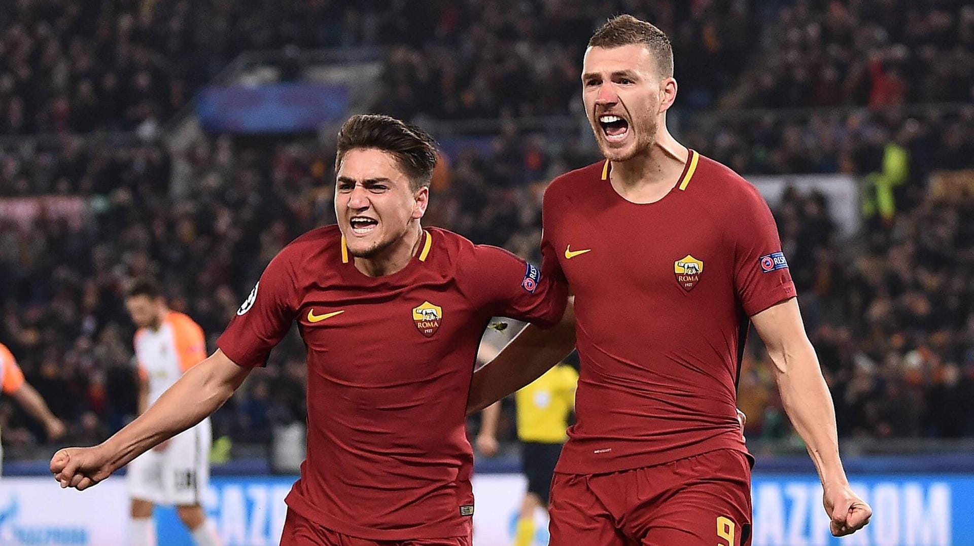 Cengiz Ünder (l.) und Edin Džeko jubeln: Die Roma strotzt vor neuem Selbstbewusstsein.