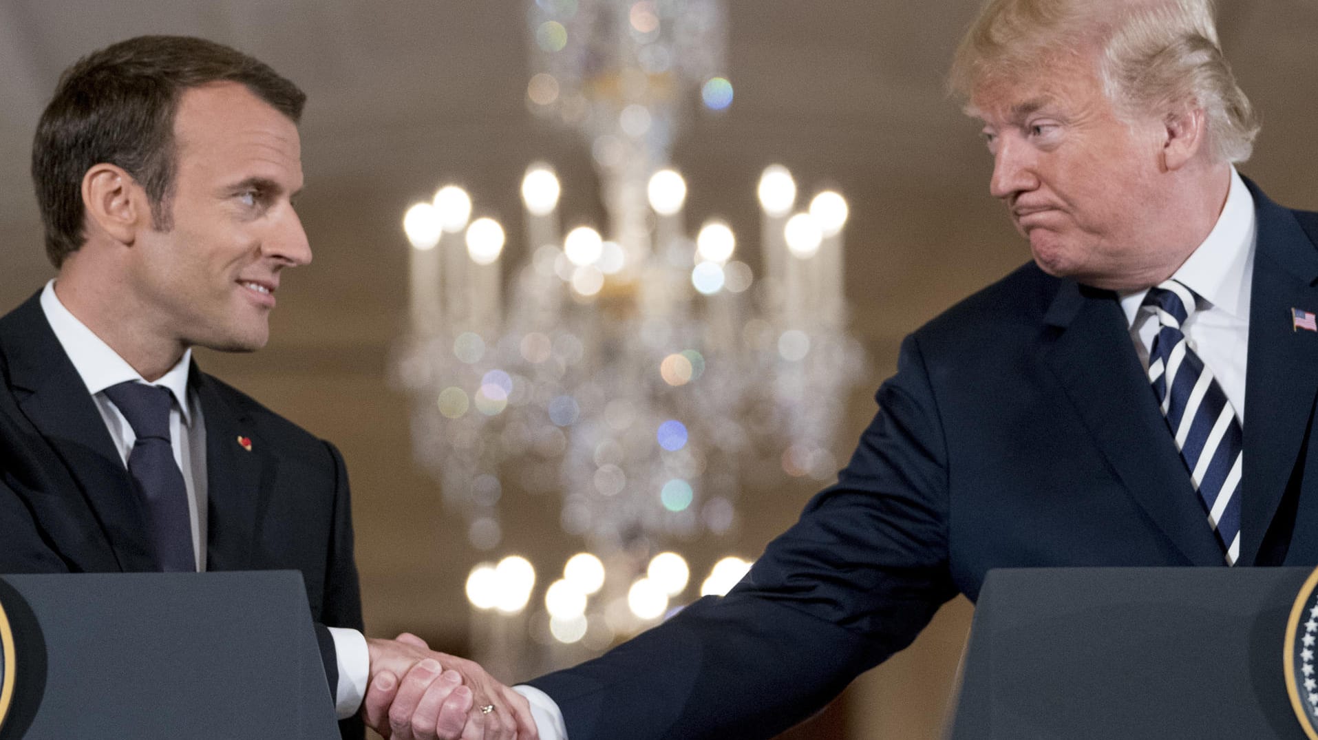 US- Präsident Donald Trump und Frankreichs Staatschef Emmanuel Macron: Bei einer gemeinsamen Pressekonferenz erläuterten die Staatsoberhäupter mögliche Pläne für einen neuen Atomdeal mit dem Iran. US- Präsident Donald Trump und Frankreichs Staatschef Emmanuel Macron: Bei einer gemeinsamen Pressekonferenz erläuterten die Staatsoberhäupter mögliche Pläne für einen neuen Atomdeal mit dem Iran.