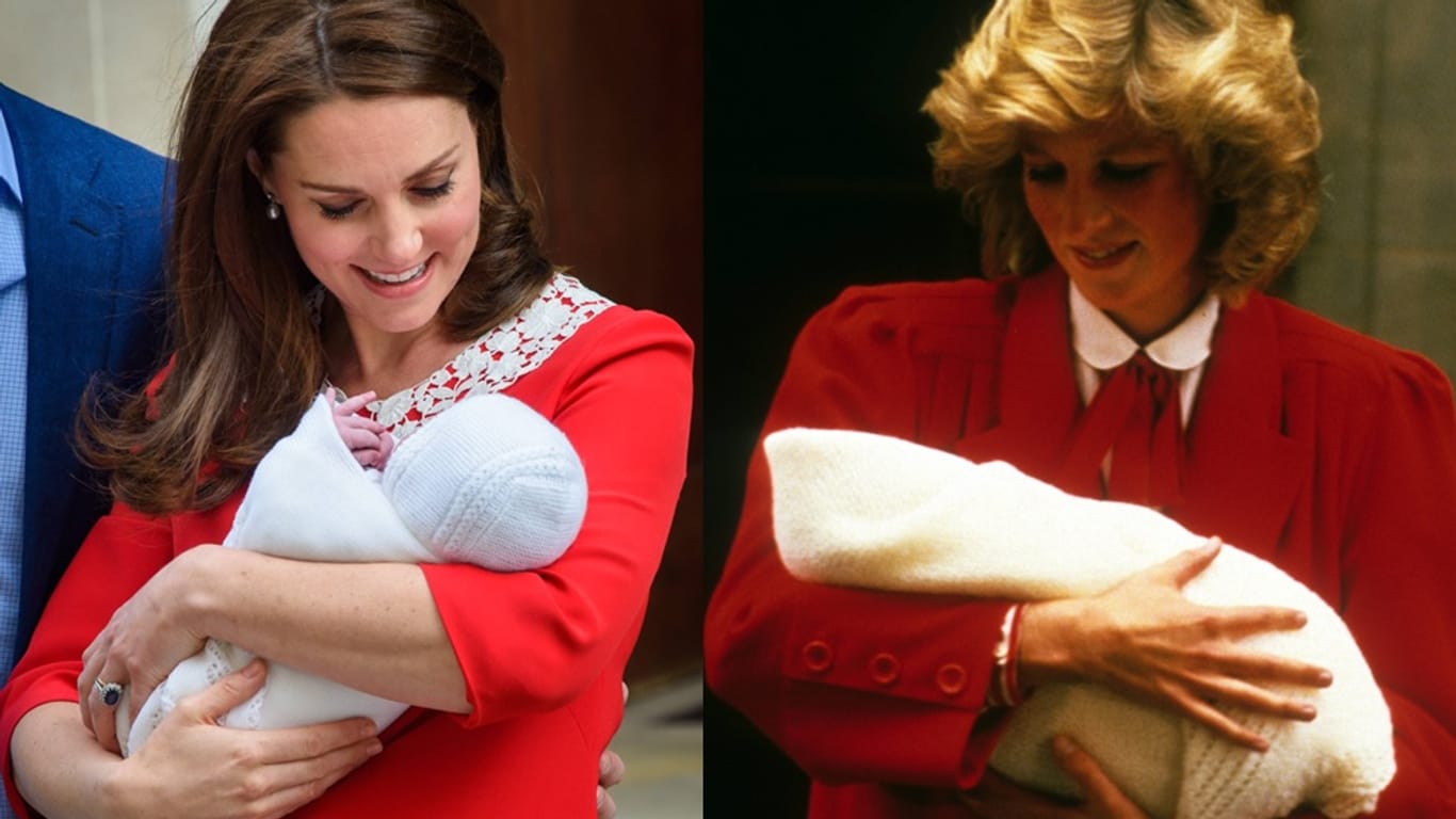 Kate im Jahr 2018, Diana 1984: Beide beim ersten Auftritt mit ihrem zweiten Sohn.