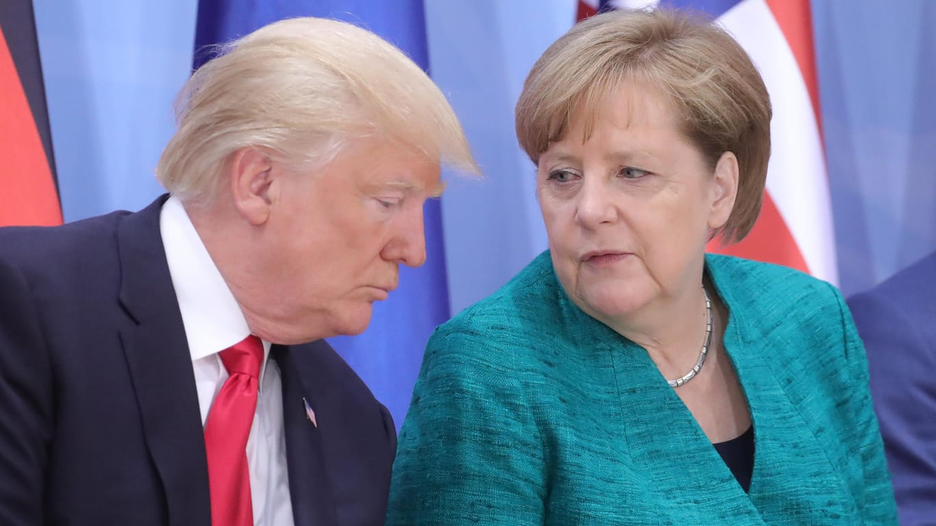 Angela Merkel und Donald Trump beim G-20 Gipfel in Hamburg: Die Bundeskanzlerin reist am Donnerstag in die USA.