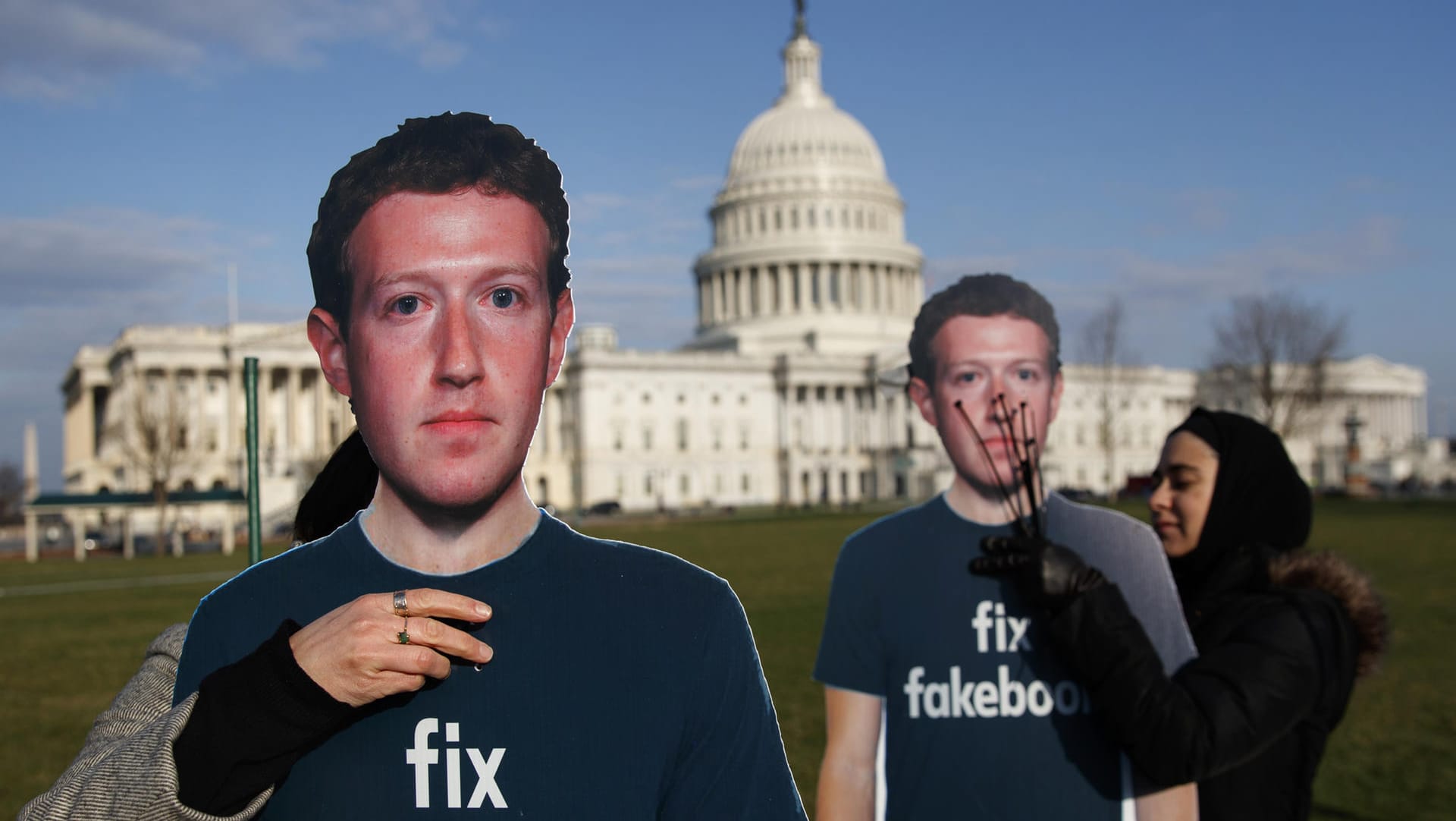 Protest gegen Zuckerberg in Washington