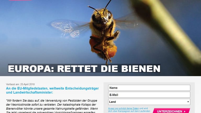 Millionenfach unterzeichnet: Die Petition für das Verbot mancher Bienengifte wurde gerade hochaktuell.