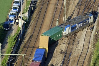 Bahnunglück in München: Der Güterzug entgleiste in der Nähe des Umschlagbahnhofs Riem.