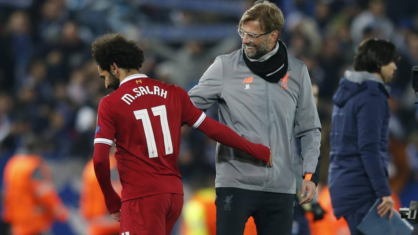 Top-Duo: Liverpool-Trainer Jürgen Klopp (r.) und Reds-Torjäger Mohamed Salah.