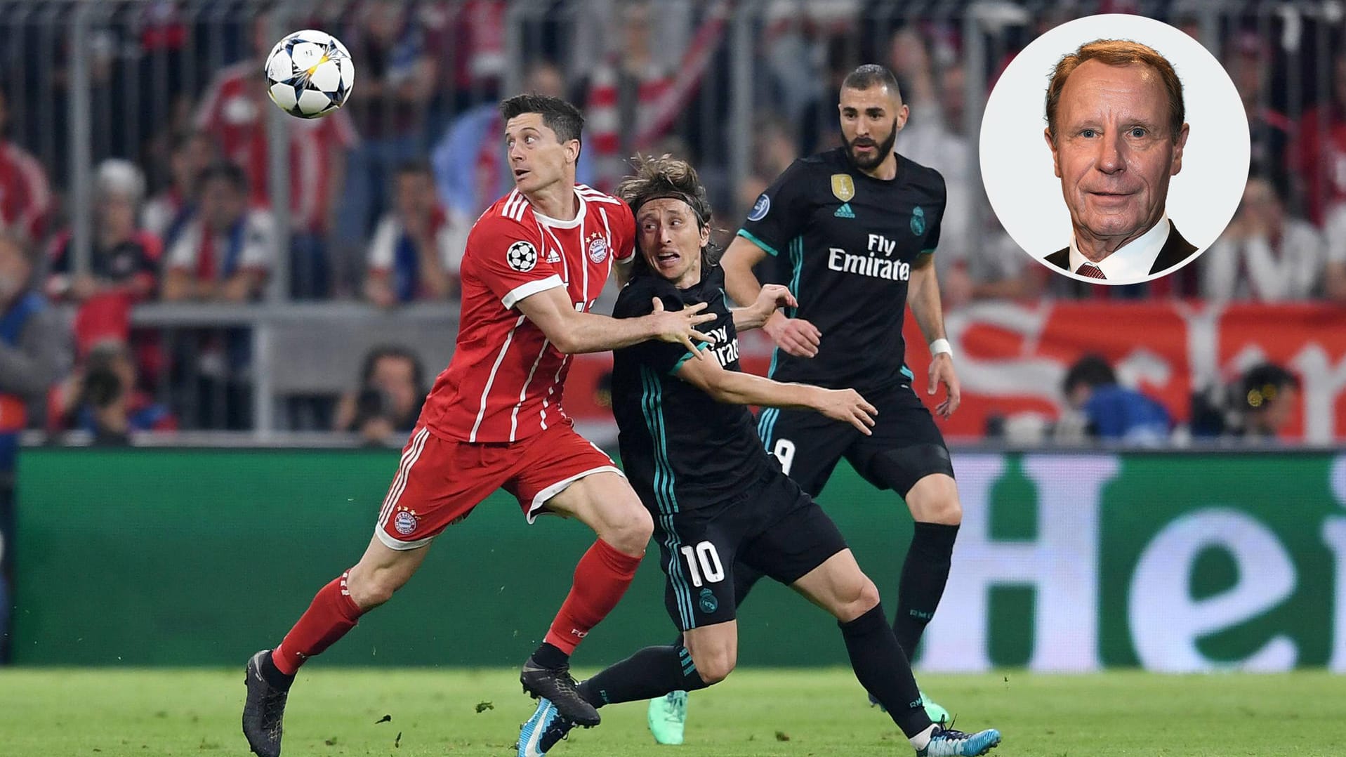 Robert Lewandowski im Duell mit Reals Luka Modric. Berti Vogts findet die derzeitige Kritik am Bayern-Stürmer zu hart, trotzdem müsse Lewandowski etwas zurückzahlen.