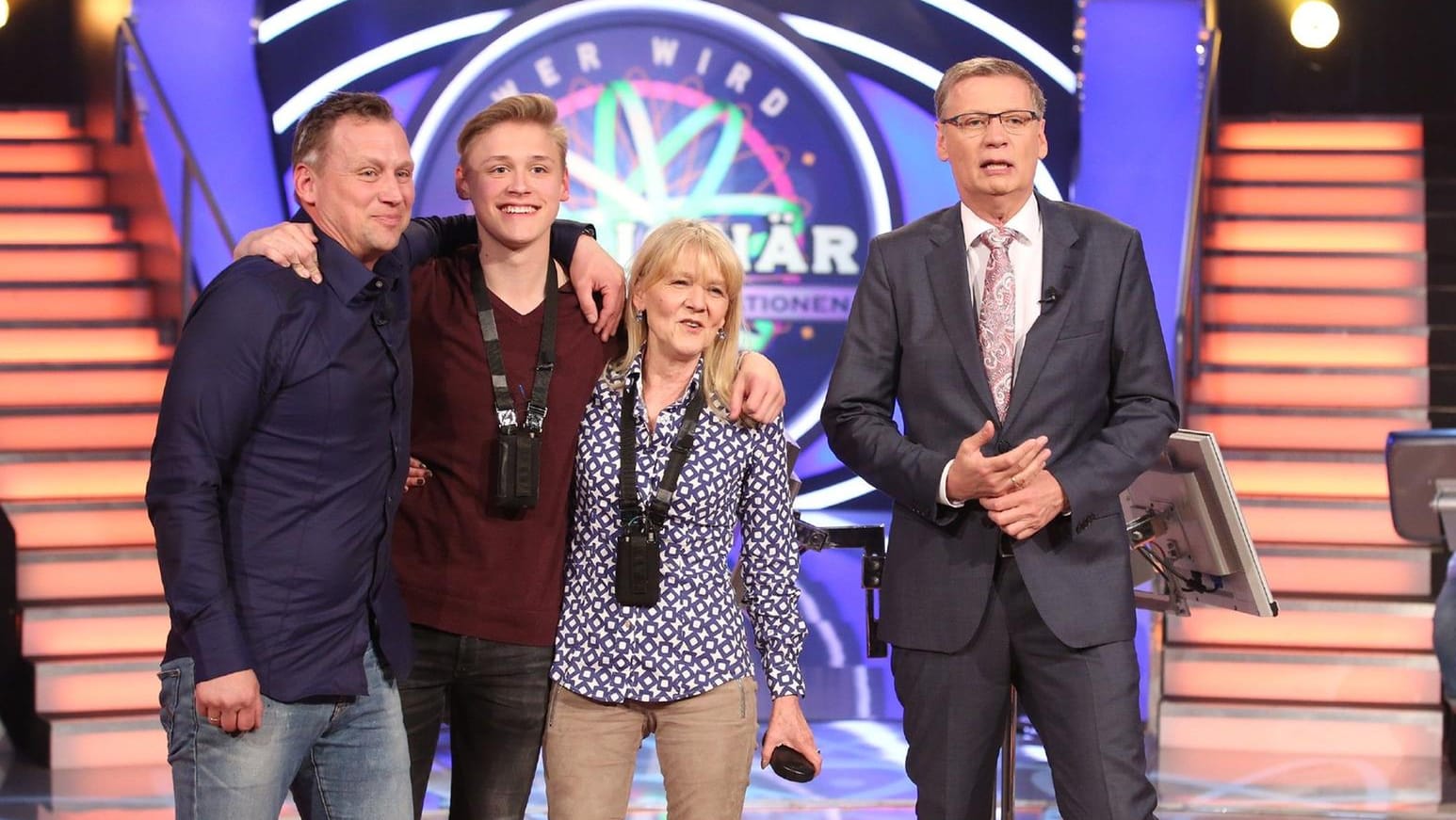 Moderator Jauch mit der Zocker-Familie Pietruszak.