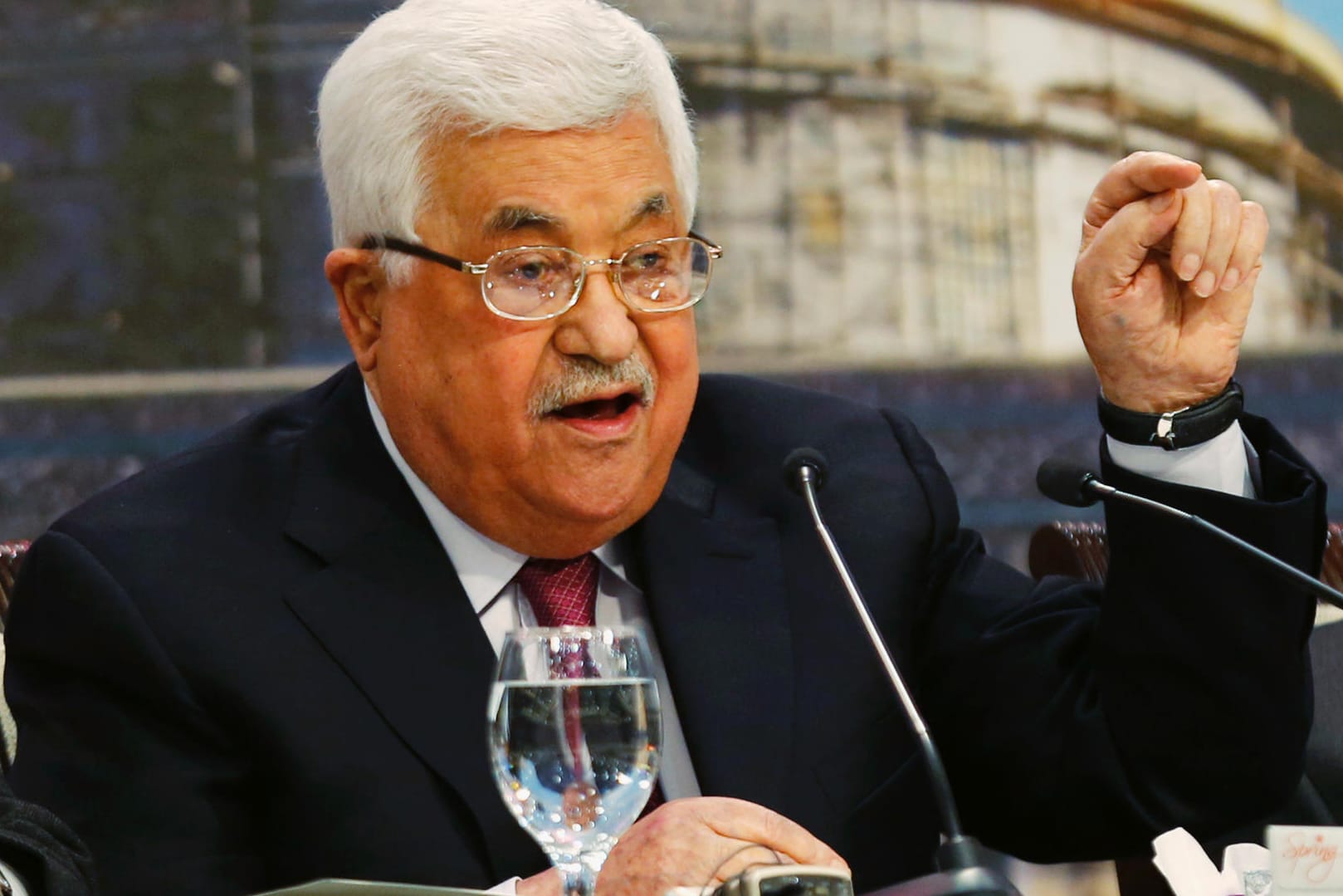 Palästinenserpräsident Mahmud Abbas spricht während einem Treffen des Palästinensischen Nationalrates: Abbas gibt Juden die Schuld am Holocaust.