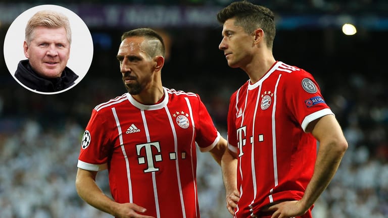 Franck Ribéry (m.) und Robert Lewandowski (r.) beim bitteren Aus gegen Real. Stefan Effenberg haben die Bayern begeistert, auch wenn es mit dem Traum vom Triple nun vorbei ist.