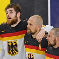 Nationalspieler Draisaitl (v. l.), D. Seidenberg und Y. Seidenberg bei der WM 2017: Das Viertelfinale ist erneut das große Ziel.
