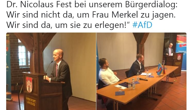 Der Statuspost des AfD-Kreisverbandes bei Twitter: Viele Nutzer des Kurznachrichtendienstes empörten sich über das Zitat.