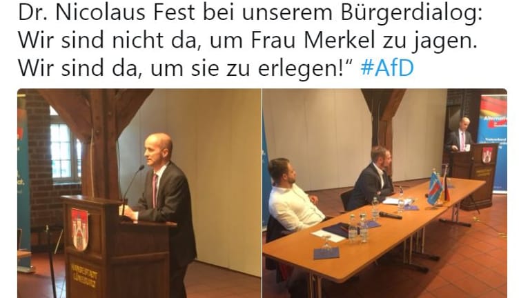 Der Statuspost des AfD-Kreisverbandes bei Twitter: Viele Nutzer des Kurznachrichtendienstes empörten sich über das Zitat.