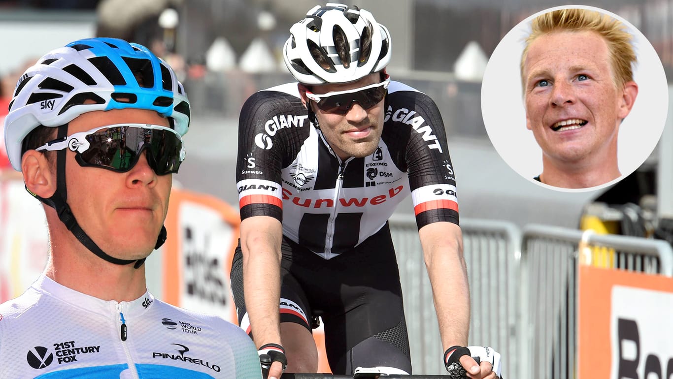Wer gewinnt den Giro 2018? Für Fabian Wegmann (r.) hat Chris Froome (l.) bessere Karten als Vorjahressieger Tom Dumoulin.