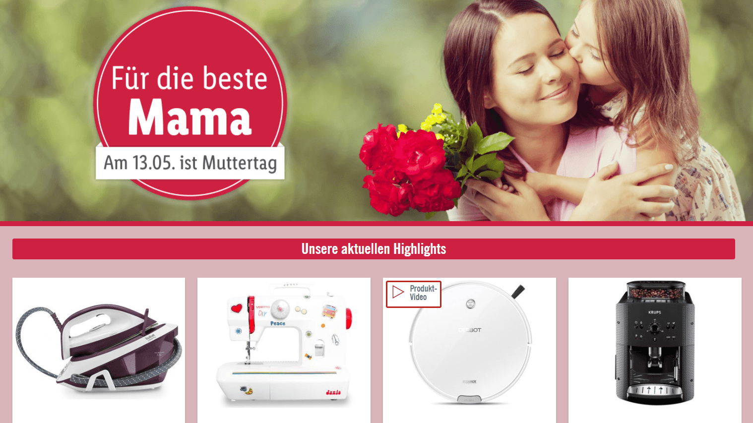 Unter der Überschrift "Für die beste Mama" wirbt Lidl mit Bügeleisen und Co.