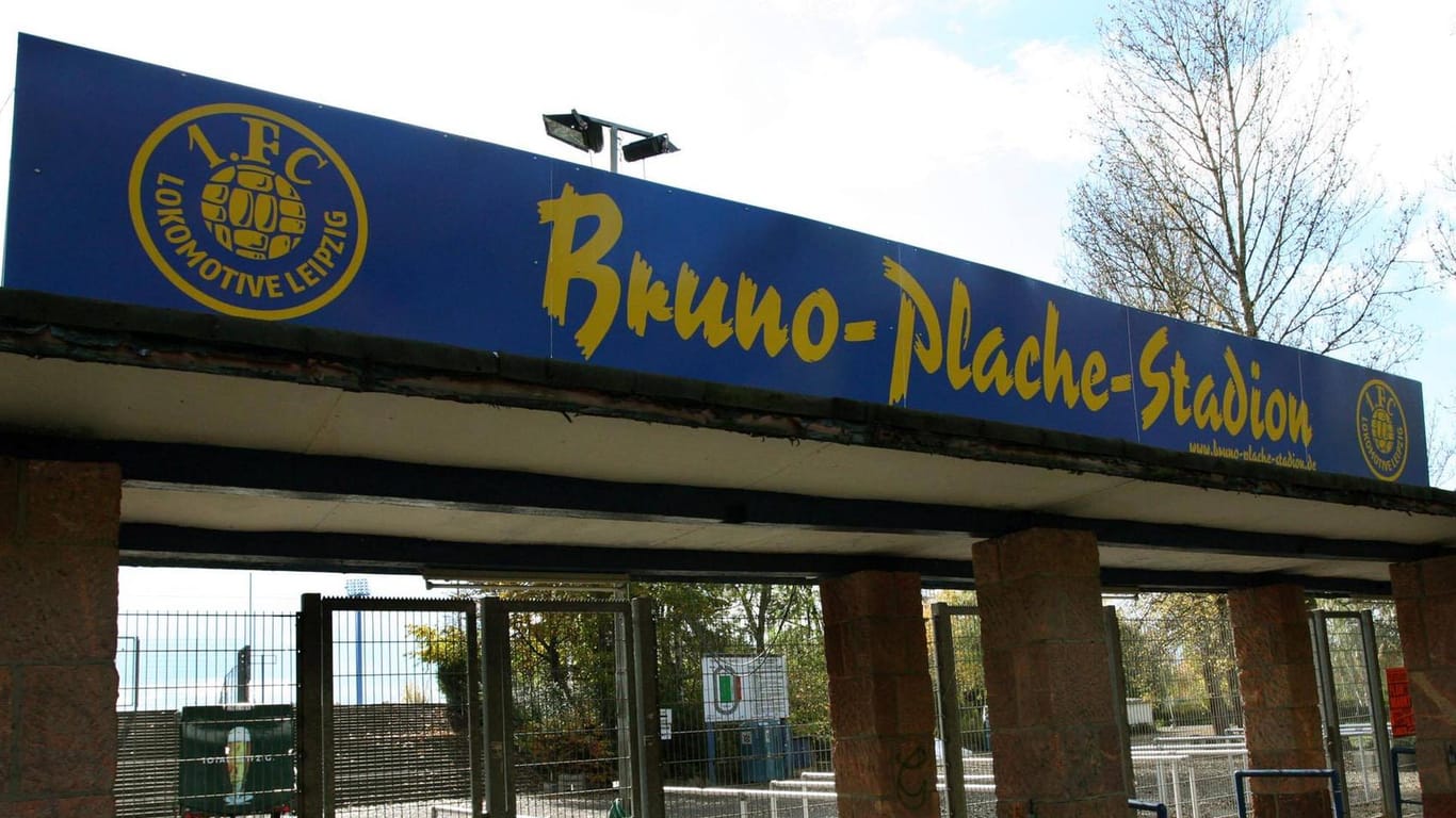 Das Bruno-Plache-Stadion: Die Heimspielstätte von Lok Leipzig.