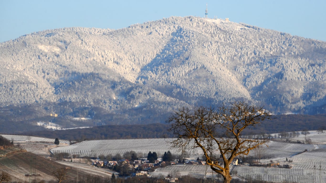 Schneebedeckte Berge im Schwarzwald bei Müllheim: Nahe der Stadt in Baden-Württemberg wurde am späten Freitagabend ein Erdbeben der Stärke 3,4 gemessen.