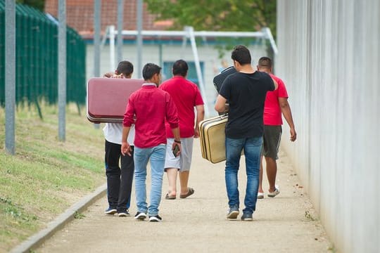 Flüchtlinge in einer Erstaufnahmeeinrichtung in Ingelheim in Rheinland-Pfalz.