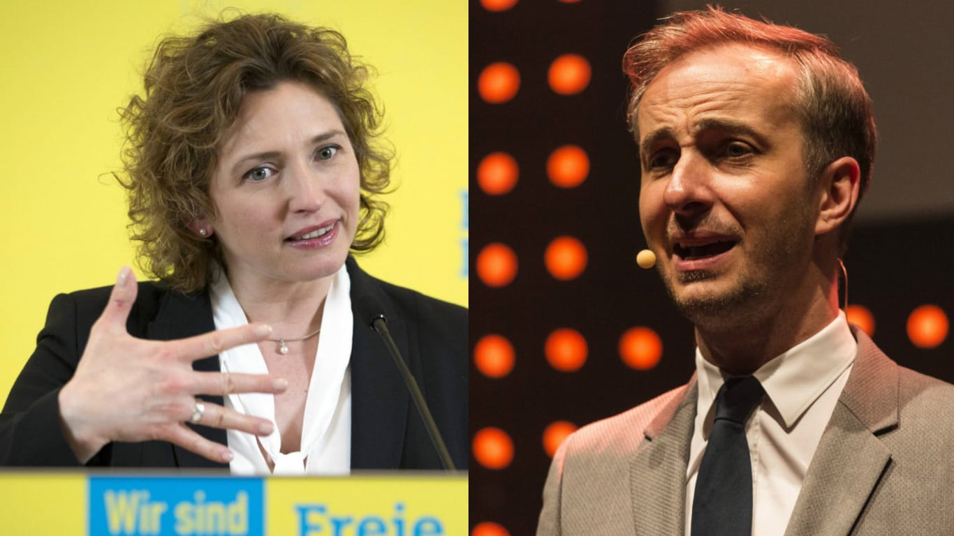 Nicola Beer und Jan Böhmermann: Die FDP-Generalsekretärin kritisiert eine Aktion des Satirikers scharf.