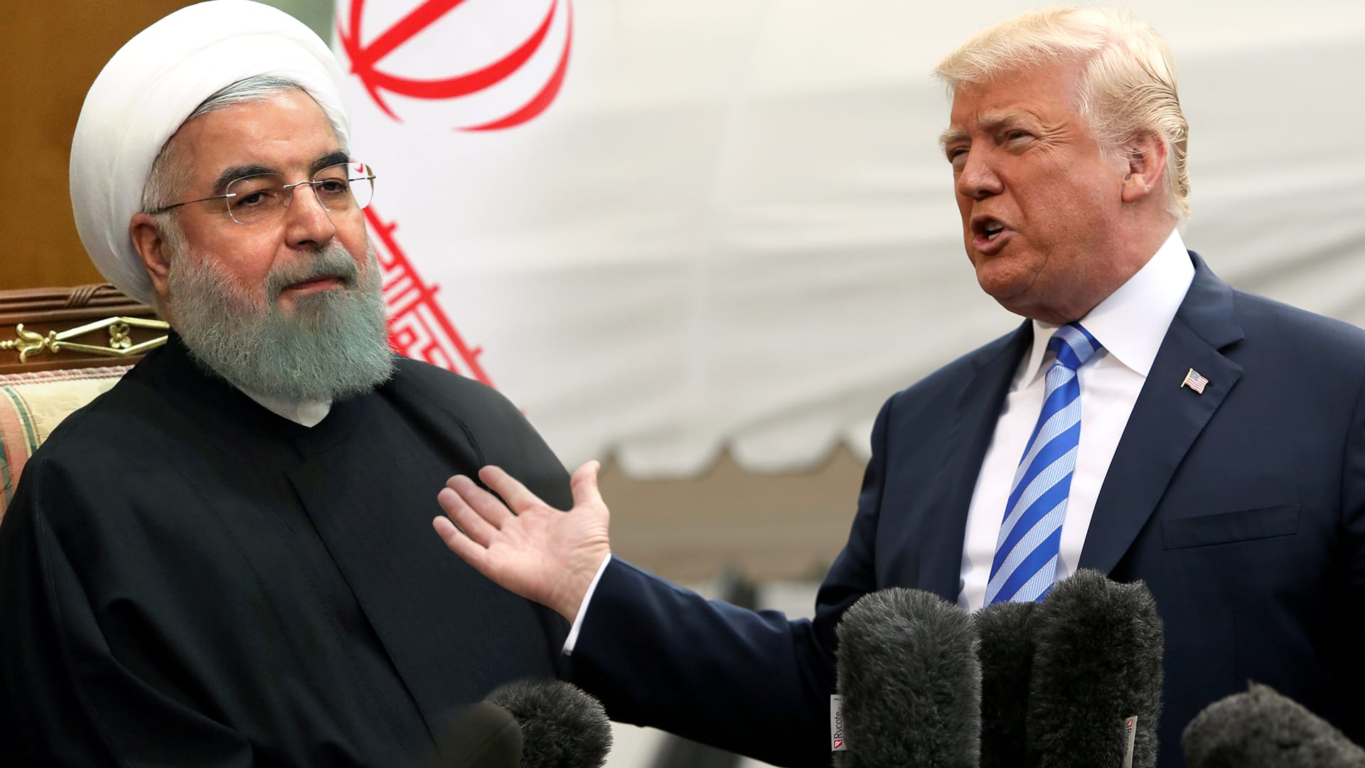 Die Bildkombo zeigt US-Präsident Donald Trump und den iranischen Präsident Hassan Rohani: Der US-Präsident droht wiederholt damit, das Atomabkommen mit dem Iran aufzukündigen.