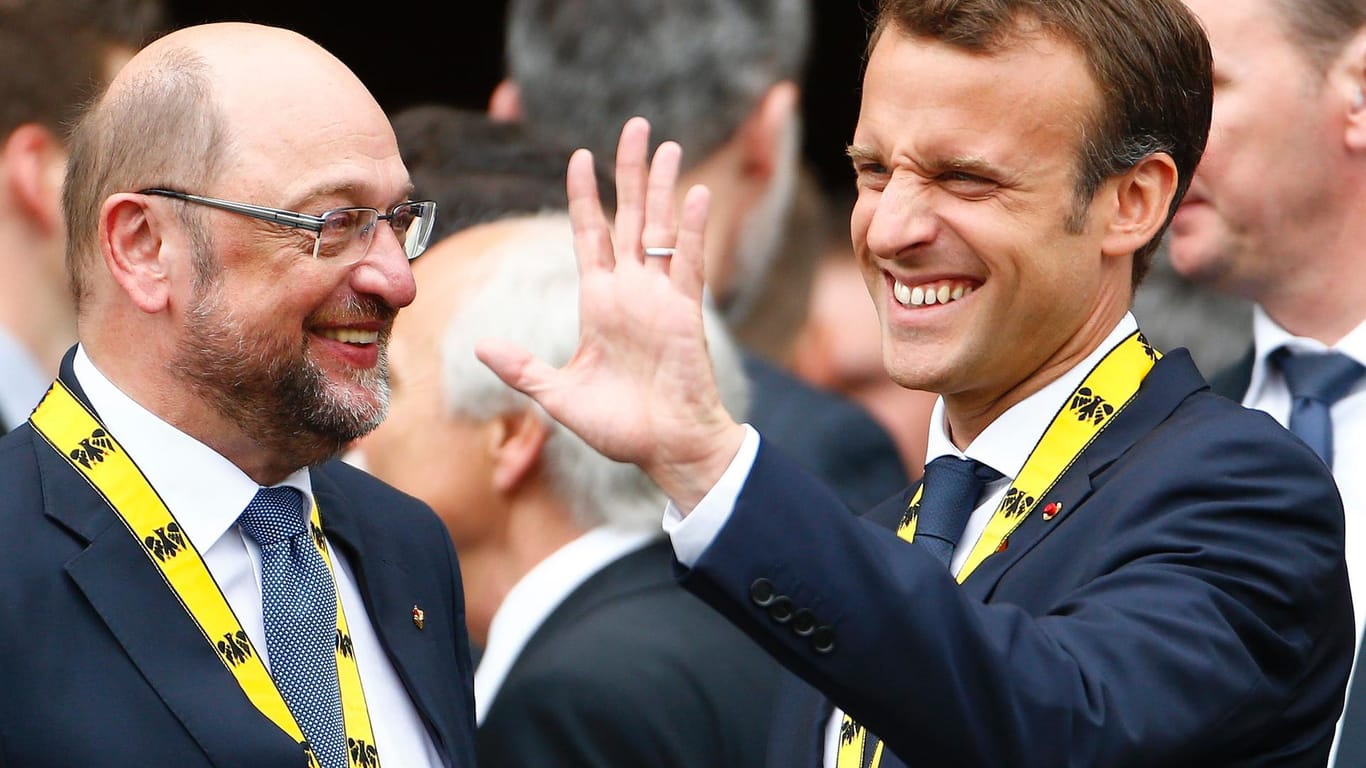 Die Europa-Freunde Martin Schulz und Emmanuel Macron: Der von Schulz verhandelte deutsche "Aufbruch für Europa" steht bislang nur auf dem Papier.