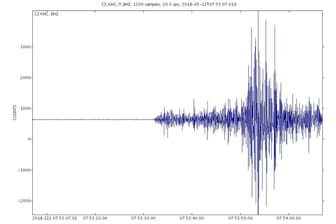 Schwarmerdbeben erschüttert Erzgebirge: Aufzeichnung des Seismographen im tschechischen Kašperské Hory vom Erdstoß am Samstagvormittag.