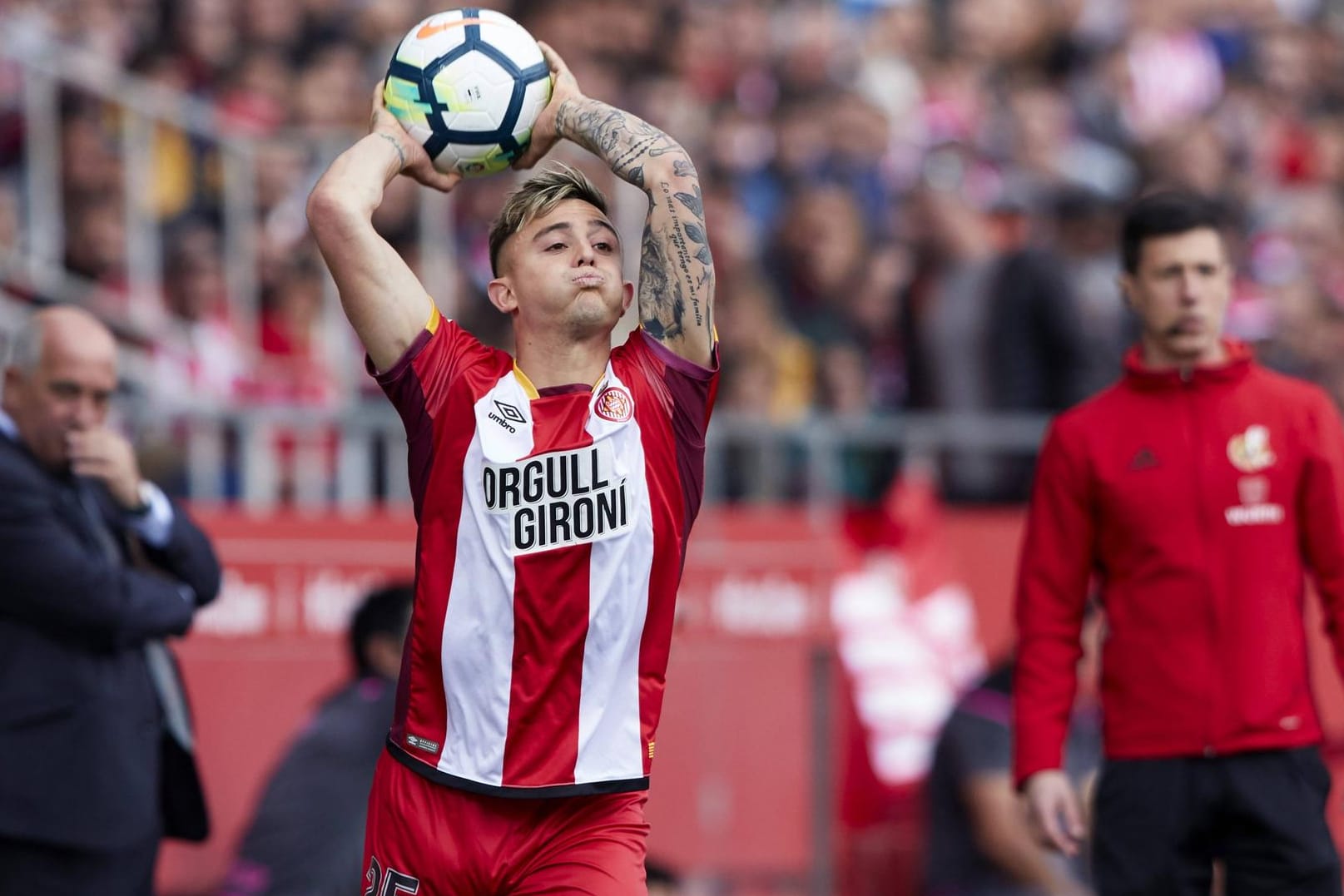 Pablo Maffeo im Trikot des FC Girona. Der Rechtsverteidiger absolvierte in dieser Saison 32 Spiele in der Primera Division.