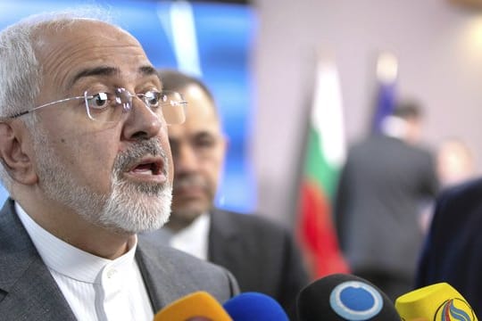 Mohammed Dschawad Sarif, Außenminister des Iran, nach einem Treffen mit der EU-Chefdiplomatin Mogherini.