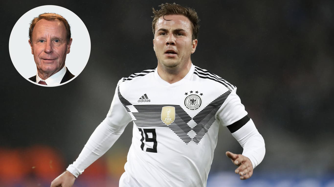 Mario Götze im Trikot der Nationalmannschaft. Bei der WM ist der Held von 2014 nicht dabei. Berti Vogts findet die Entscheidung vom Bundestrainer richtig.