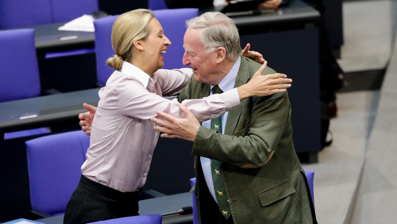 Fraktionsvorsitzende unter sich: Alice Weidel und Alexander Gauland bei der Generalaussprache im Bundestag.